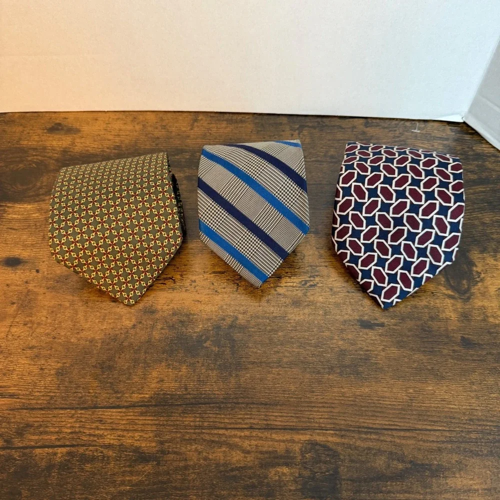 Brooks Brothers Ties Mens Multi Pattern Silk Lot of 3 Geometric Stripe Tie